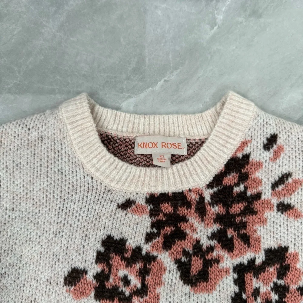 Women’s Knox Rose Floral Crew Neck Pullover Long Sleeve Sweater Size XS